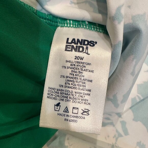 LANDS END WOMENS VIBRANT GREEN FLORAL TANKINI SWIM TOP 20W NEW - Picture 8 of 8